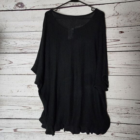 NY Collection Black Ruffled Short Sleeve Sweater 1X NWT - Picture 3 of 5